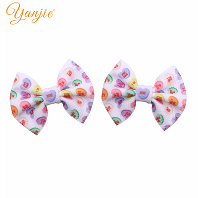 2023 Festivalul de Valentine`s Clasic 4" țesătură cu glonț imprimat arc de păr Accesorii de păr pentru fete DIY Accesorii pentru păr Agrafă de păr