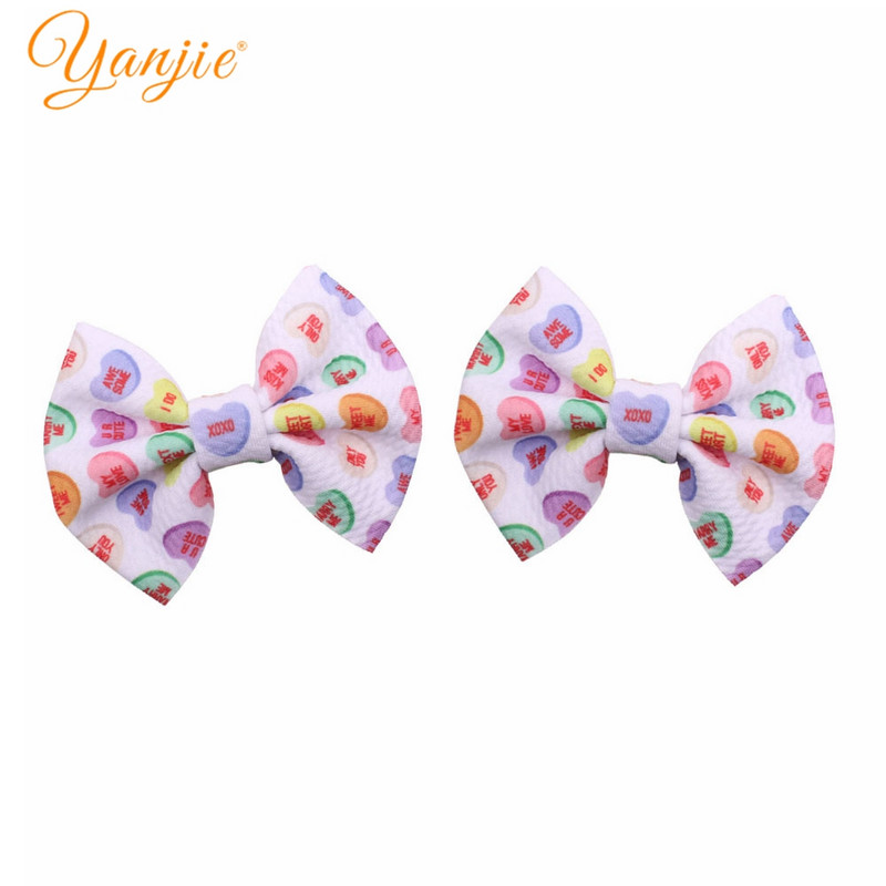 2023 Festivalul de Valentine`s Clasic 4" țesătură cu glonț imprimat arc de păr Accesorii de păr pentru fete DIY Accesorii pentru păr Agrafă de păr