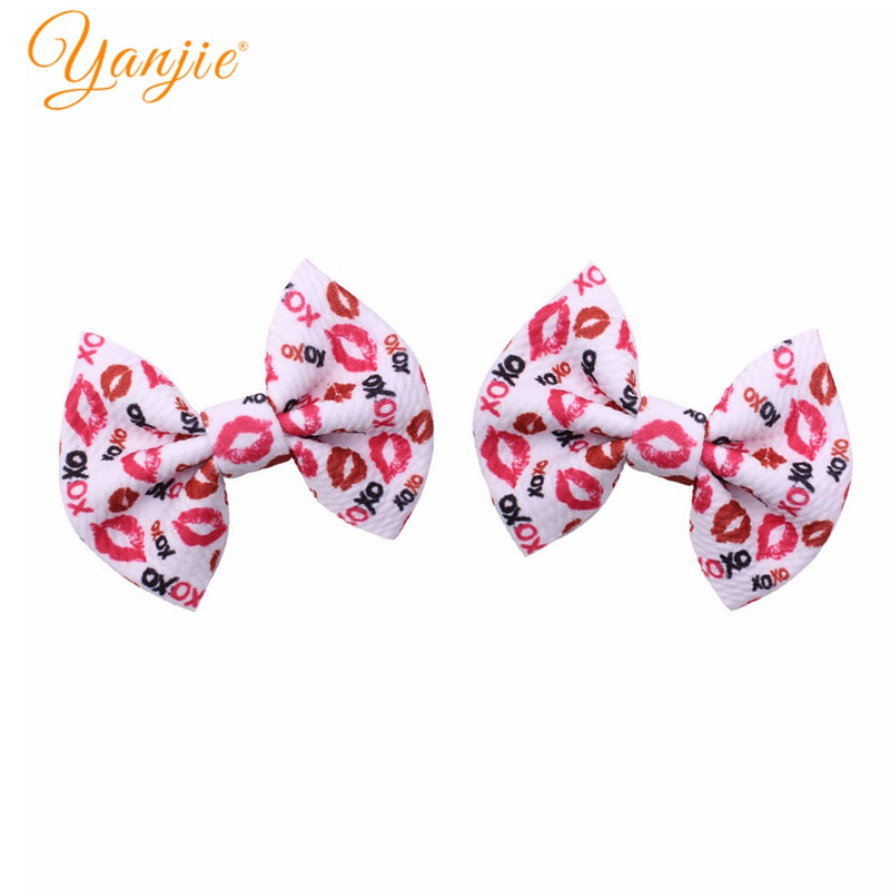 2023 Festivalul de Valentine`s Clasic 4" țesătură cu glonț imprimat arc de păr Accesorii de păr pentru fete DIY Accesorii pentru păr Agrafă de păr