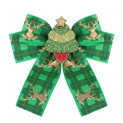 ncmama funde de păr de Crăciun agrafă de păr pentru fete, carouri bronzate, panglici grosgrain fundite ace de păr cu accesorii de Crăciun 1buc