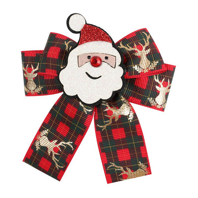 ncmama funde de păr de Crăciun agrafă de păr pentru fete, carouri bronzate, panglici grosgrain fundite ace de păr cu accesorii de Crăciun 1buc