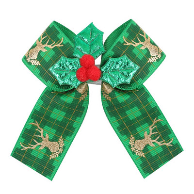 ncmama funde de păr de Crăciun agrafă de păr pentru fete, carouri bronzate, panglici grosgrain fundite ace de păr cu accesorii de Crăciun 1buc