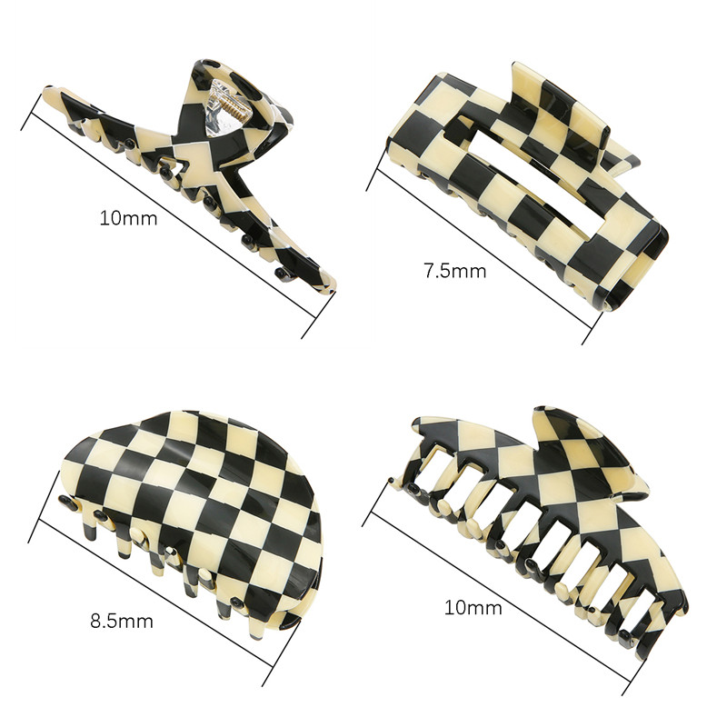Ekskluzivne višestruke vintage šahovske kandže za kosu korejske elegantne ženske karirane kopče za morskog psa Ins ukosnice Dodaci za kosu