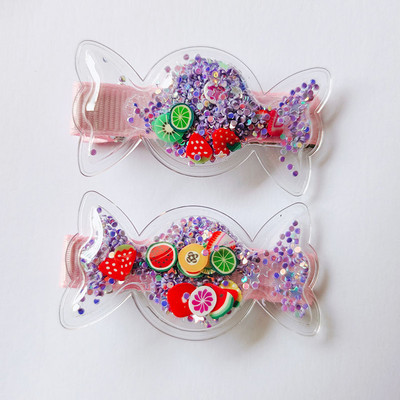 6gab Candy Caurspīdīgi Sequins Barrettes Spraudes Bērnu matu sprādzes Mazuļu matu sprādzes Galvassegas Meiteņu matu aksesuāri Bērnu galvassegas