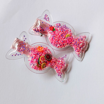 6gab Candy Caurspīdīgi Sequins Barrettes Spraudes Bērnu matu sprādzes Mazuļu matu sprādzes Galvassegas Meiteņu matu aksesuāri Bērnu galvassegas