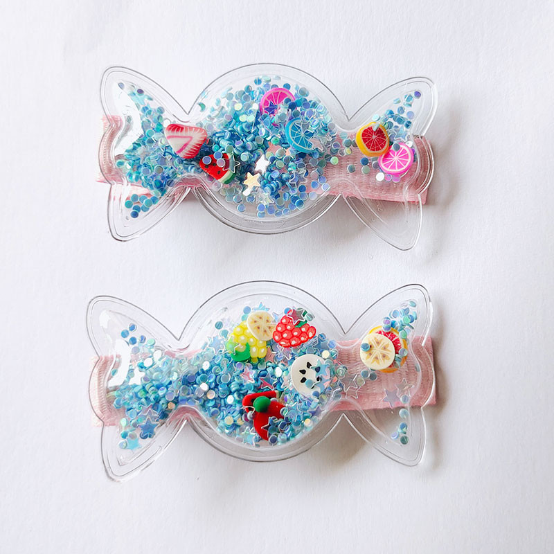 6gab Candy Caurspīdīgi Sequins Barrettes Spraudes Bērnu matu sprādzes Mazuļu matu sprādzes Galvassegas Meiteņu matu aksesuāri Bērnu galvassegas