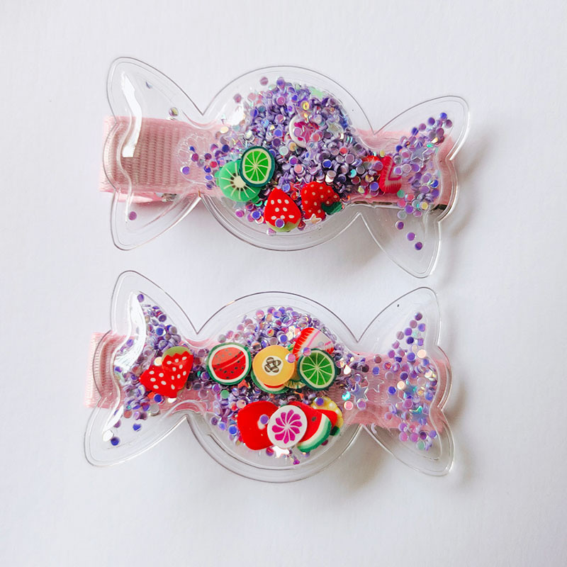 6gab Candy Caurspīdīgi Sequins Barrettes Spraudes Bērnu matu sprādzes Mazuļu matu sprādzes Galvassegas Meiteņu matu aksesuāri Bērnu galvassegas