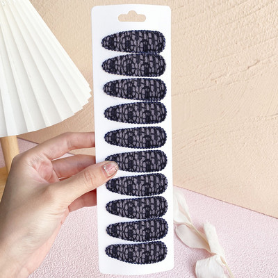 10Pcs/Lot Čipkasti pamuk Slatki osnovni kopča BB kopča Jednobojna Bobby ukosnica Obični prugasti zimski dodaci za kosu Poklon veleprodaja