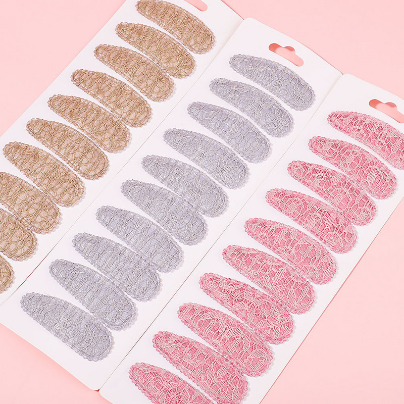 10Pcs/Lot Čipkasti pamuk Slatki osnovni kopča BB kopča Jednobojna Bobby ukosnica Obični prugasti zimski dodaci za kosu Poklon veleprodaja