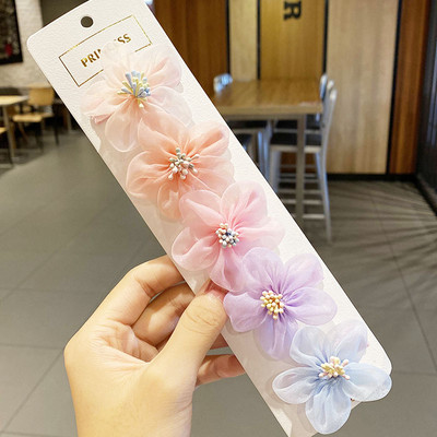 5 bucăți/set noi fete drăguț colorat șifon ace de păr copii dulci bentiță ornamente de păr agrafe barete accesorii de păr la modă