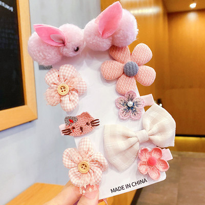 Nou în 9 bucăți/set agrafe de păr de iepure de pluș drăguț pentru fete accesorii de păr agrafe de păr dulci desene animate pentru copii decorați agraful de păr