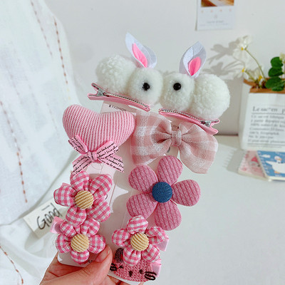 Nou în 9 bucăți/set agrafe de păr de iepure de pluș drăguț pentru fete accesorii de păr agrafe de păr dulci desene animate pentru copii decorați agraful de păr
