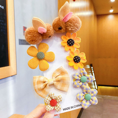 Nou în 9 bucăți/set agrafe de păr de iepure de pluș drăguț pentru fete accesorii de păr agrafe de păr dulci desene animate pentru copii decorați agraful de păr