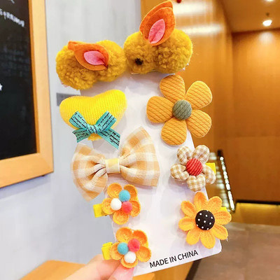 Nou în 9 bucăți/set agrafe de păr de iepure de pluș drăguț pentru fete accesorii de păr agrafe de păr dulci desene animate pentru copii decorați agraful de păr