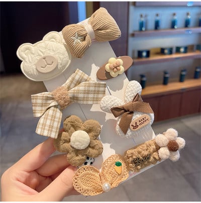 Nou în 9 bucăți/set agrafe de păr de iepure de pluș drăguț pentru fete accesorii de păr agrafe de păr dulci desene animate pentru copii decorați agraful de păr