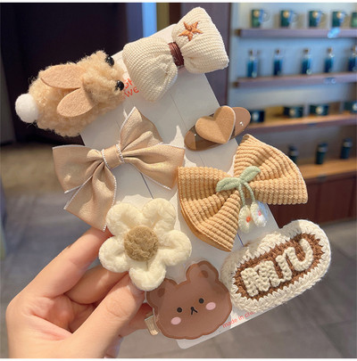 Nou în 9 bucăți/set agrafe de păr de iepure de pluș drăguț pentru fete accesorii de păr agrafe de păr dulci desene animate pentru copii decorați agraful de păr