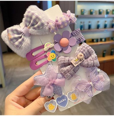 Nou în 9 bucăți/set agrafe de păr de iepure de pluș drăguț pentru fete accesorii de păr agrafe de păr dulci desene animate pentru copii decorați agraful de păr