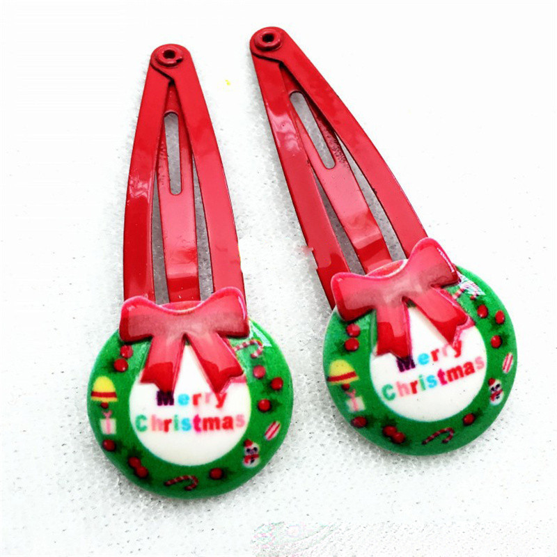 10 vnt. Mergaičių plaukų aksesuarai Kalėdiniai plaukų segtukai Kalėdų lanko derva animacinis filmas bb klipas Kalėdų Senelis Barrette gėlių plaukų segtukai vaikams