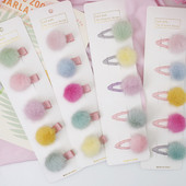 5vnt/komplektas Baby Girls Pompon plaukų segtukai su mažu minkštu kailiuku Mini kamuoliukų griebtuvas Hairball Pom plaukų segtukai Vaikiški plaukų aksesuarai