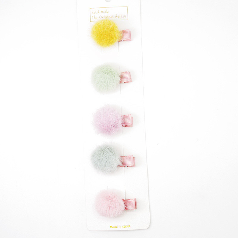 5vnt/komplektas Baby Girls Pompon plaukų segtukai su mažu minkštu kailiuku Mini kamuoliukų griebtuvas Hairball Pom plaukų segtukai Vaikiški plaukų aksesuarai