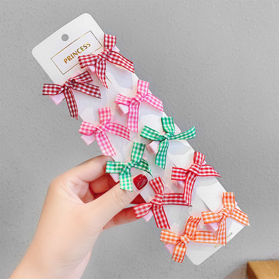 Agrafă de păr cu fundă pentru copii Drăguț Floral în carouri cu buline Accesorii pentru păr fete clemă laterală dulce cu desene animate agrafe de păr cadou