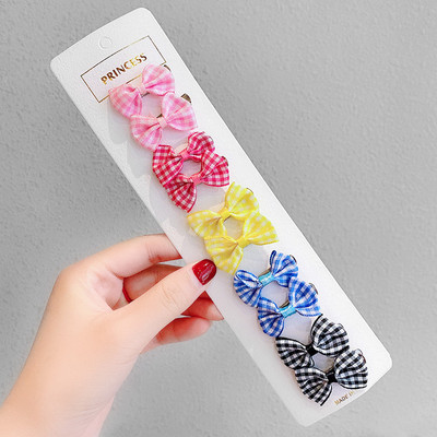 Agrafă de păr cu fundă pentru copii Drăguț Floral în carouri cu buline Accesorii pentru păr fete clemă laterală dulce cu desene animate agrafe de păr cadou