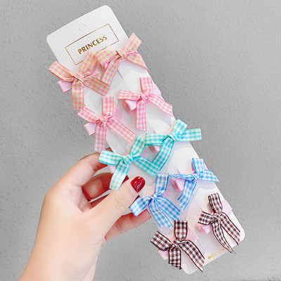 Agrafă de păr cu fundă pentru copii Drăguț Floral în carouri cu buline Accesorii pentru păr fete clemă laterală dulce cu desene animate agrafe de păr cadou