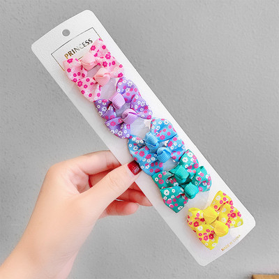 Agrafă de păr cu fundă pentru copii Drăguț Floral în carouri cu buline Accesorii pentru păr fete clemă laterală dulce cu desene animate agrafe de păr cadou