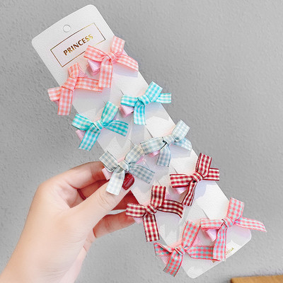 Agrafă de păr cu fundă pentru copii Drăguț Floral în carouri cu buline Accesorii pentru păr fete clemă laterală dulce cu desene animate agrafe de păr cadou