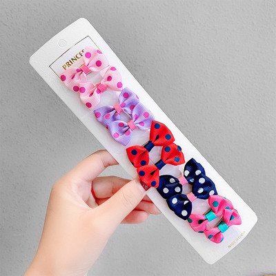 Agrafă de păr cu fundă pentru copii Drăguț Floral în carouri cu buline Accesorii pentru păr fete clemă laterală dulce cu desene animate agrafe de păr cadou