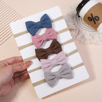 5 bucăți/set fundite din catifea bentiță pentru copii pentru copii benzi elastice pentru păr bentita de nailon turban pentru nou-născut accesorii pentru păr pentru fete