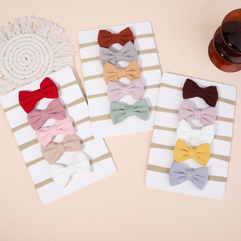 5 bucăți/set fundite din catifea bentiță pentru copii pentru copii benzi elastice pentru păr bentita de nailon turban pentru nou-născut accesorii pentru păr pentru fete