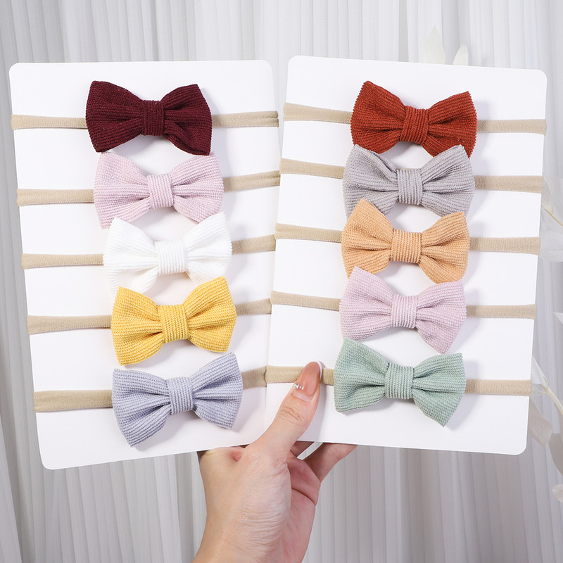 5 bucăți/set fundite din catifea bentiță pentru copii pentru copii benzi elastice pentru păr bentita de nailon turban pentru nou-născut accesorii pentru păr pentru fete