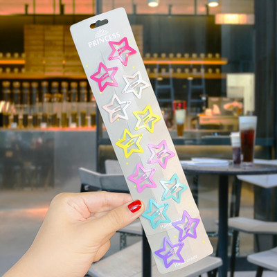 12 tk/komplekt Armsad värvilised geomeetrilised tähekujulised vesitilgakujulised juuksenõelad tüdrukutele armsad juuksekaunistused.