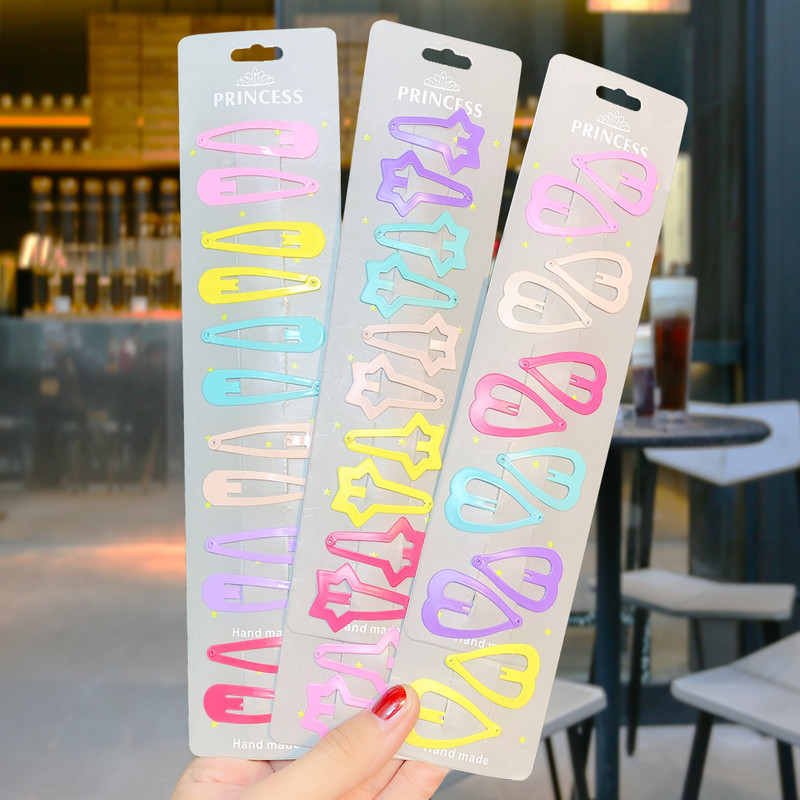 12 tk/komplekt Armsad värvilised geomeetrilised tähekujulised vesitilgakujulised juuksenõelad tüdrukutele armsad juuksekaunistused.
