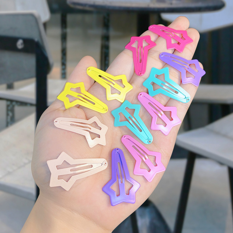 12 tk/komplekt Armsad värvilised geomeetrilised tähekujulised vesitilgakujulised juuksenõelad tüdrukutele armsad juuksekaunistused.