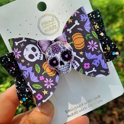 2021-es Halloween hajmasni lányoknak Pumpkin Pinwheel hajkapcsok Fejfedők Hajtűk Hajkiegészítők 3,5 hüvelykes MÉRET