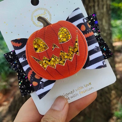 2021-es Halloween hajmasni lányoknak Pumpkin Pinwheel hajkapcsok Fejfedők Hajtűk Hajkiegészítők 3,5 hüvelykes MÉRET