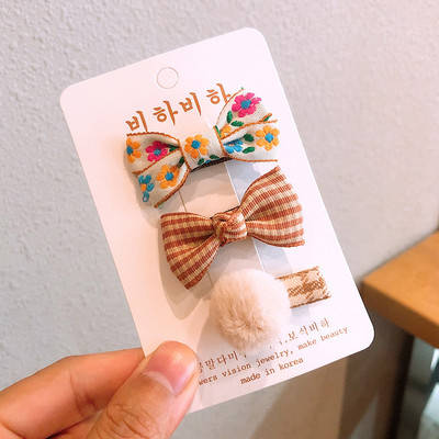 3 buc/lot Agrafe de păr cu broderie florală Accesorii de păr pentru copii Agrafe cleme de păr pentru bebeluși Agrafe pentru fete Agrafe pentru copii