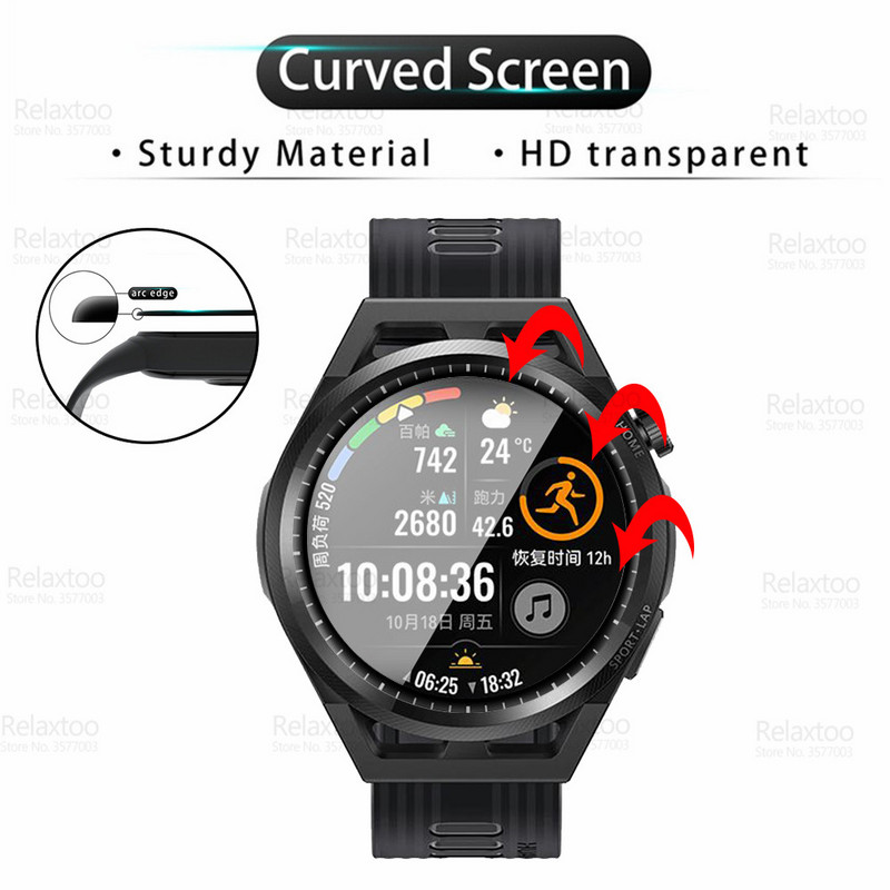 3-1 vnt 9D lenktas, skirtas Huawei Watch GT Runner Stiklo ekrano apsauga Huawey WatchGT GT GTRunner Smartwatch Minkšta apsauginė plėvelė
