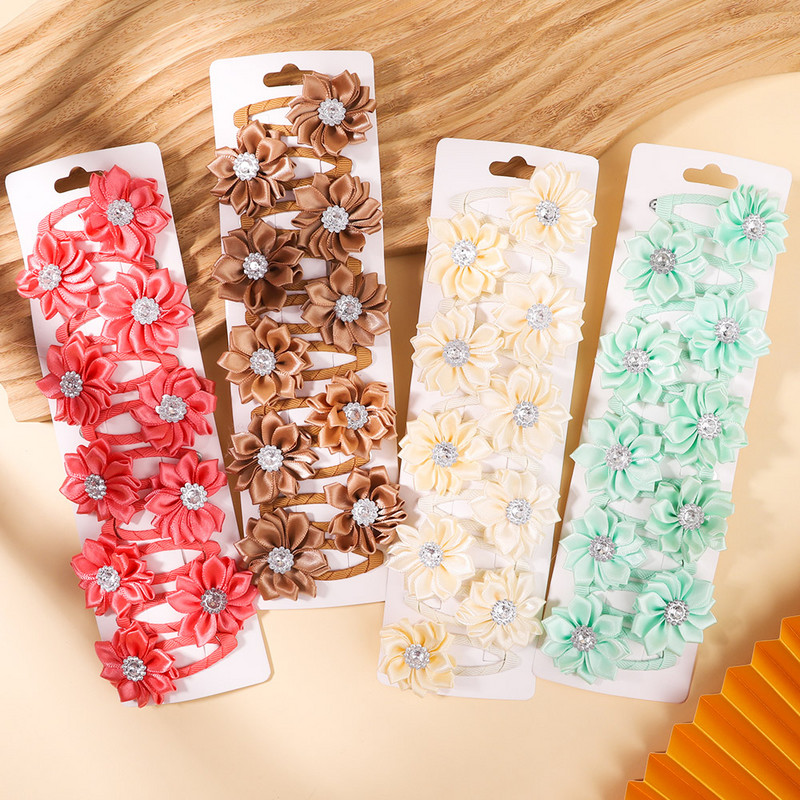 10kom/set Jednobojne kopče za kosu sa vještačkim kamenčićima za djecu Ručno izrađene BB kopče Ukosnice Pokrivala za glavu Modni dodaci za kosu za djevojke