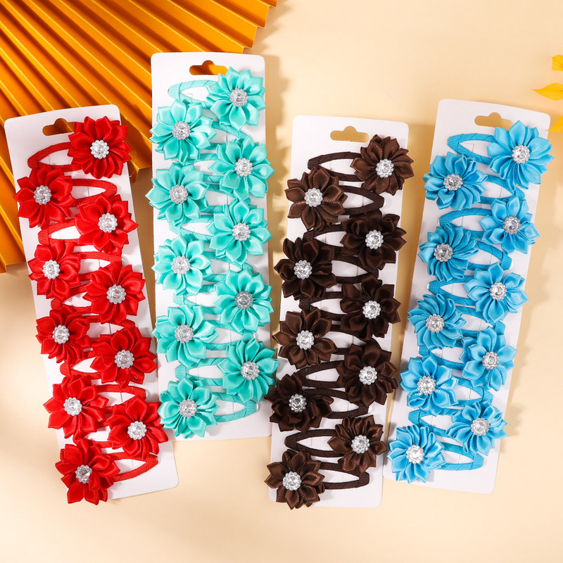 10kom/set Jednobojne kopče za kosu sa vještačkim kamenčićima za djecu Ručno izrađene BB kopče Ukosnice Pokrivala za glavu Modni dodaci za kosu za djevojke