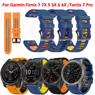 Каишка за Garmin Fenix 7 7X 5 5X Plus 6 6X Pro 3 3HR 26 22 мм Силиконова гривна за китка Бързо освобождаващи се ленти Смарт часовник Каишка за часовник