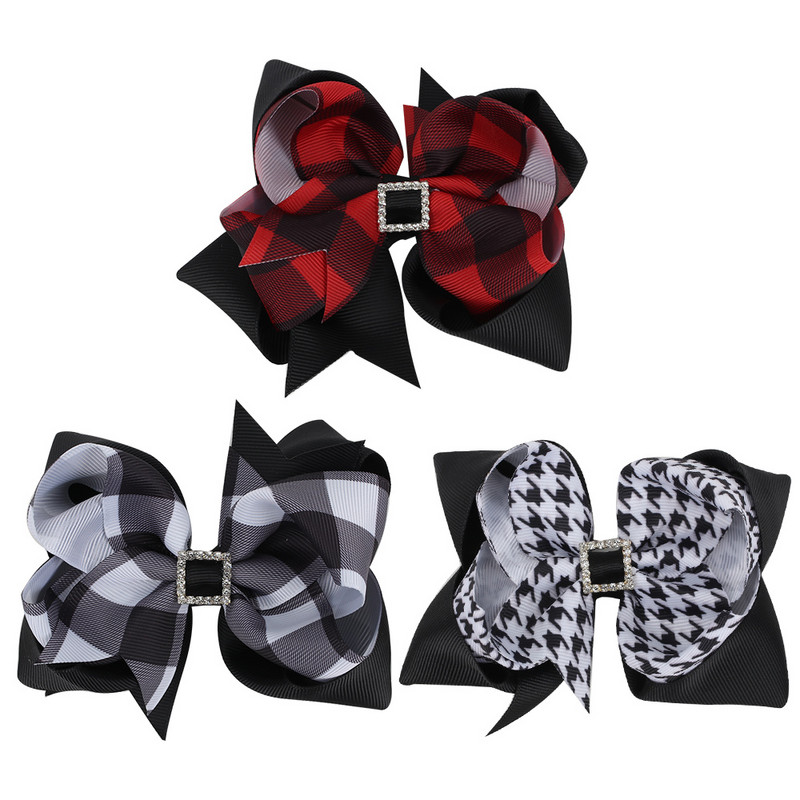 4,5 inčna mašna za kosu za povratak u školu Dječja kopča za kosu za djevojčice Boutique vrpca mašna Okrugla ukosnica sa vještačkim kamenčićima Fiksirani dodaci za kosu