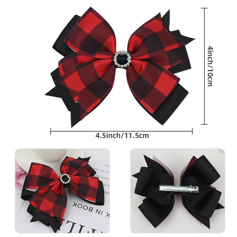 4,5 inčna mašna za kosu za povratak u školu Dječja kopča za kosu za djevojčice Boutique vrpca mašna Okrugla ukosnica sa vještačkim kamenčićima Fiksirani dodaci za kosu