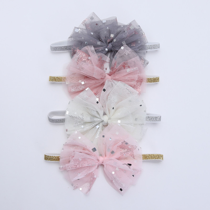 Dvodijelne nove svjetlucave trake za kosu od gaze za djevojčice Dječja kopča za kosu Slatke dječje elastične trake za kosu Velika ukosnica Dodaci za kosu Poklon