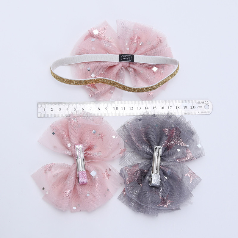 Dvodijelne nove svjetlucave trake za kosu od gaze za djevojčice Dječja kopča za kosu Slatke dječje elastične trake za kosu Velika ukosnica Dodaci za kosu Poklon