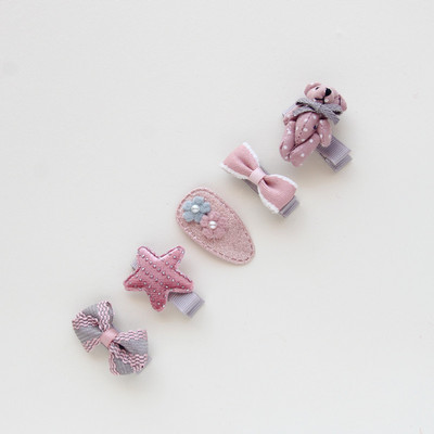 5tk/komplekt tüdrukud lilled juukseklambrid multikad juuksenõelad väikelapsed lapsed lapsed loomad vibu SAFE Barrettes juukseaksessuaarid peakatted