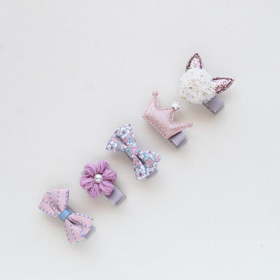 5tk/komplekt tüdrukud lilled juukseklambrid multikad juuksenõelad väikelapsed lapsed lapsed loomad vibu SAFE Barrettes juukseaksessuaarid peakatted