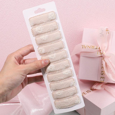 10 kom/lot Čvrste 2 inčne osnovne kopče za bebe ukošene kopče za kosu sa vezom od čipke Ukosnice za kosu od pamuka BB ukosnice za djevojčice